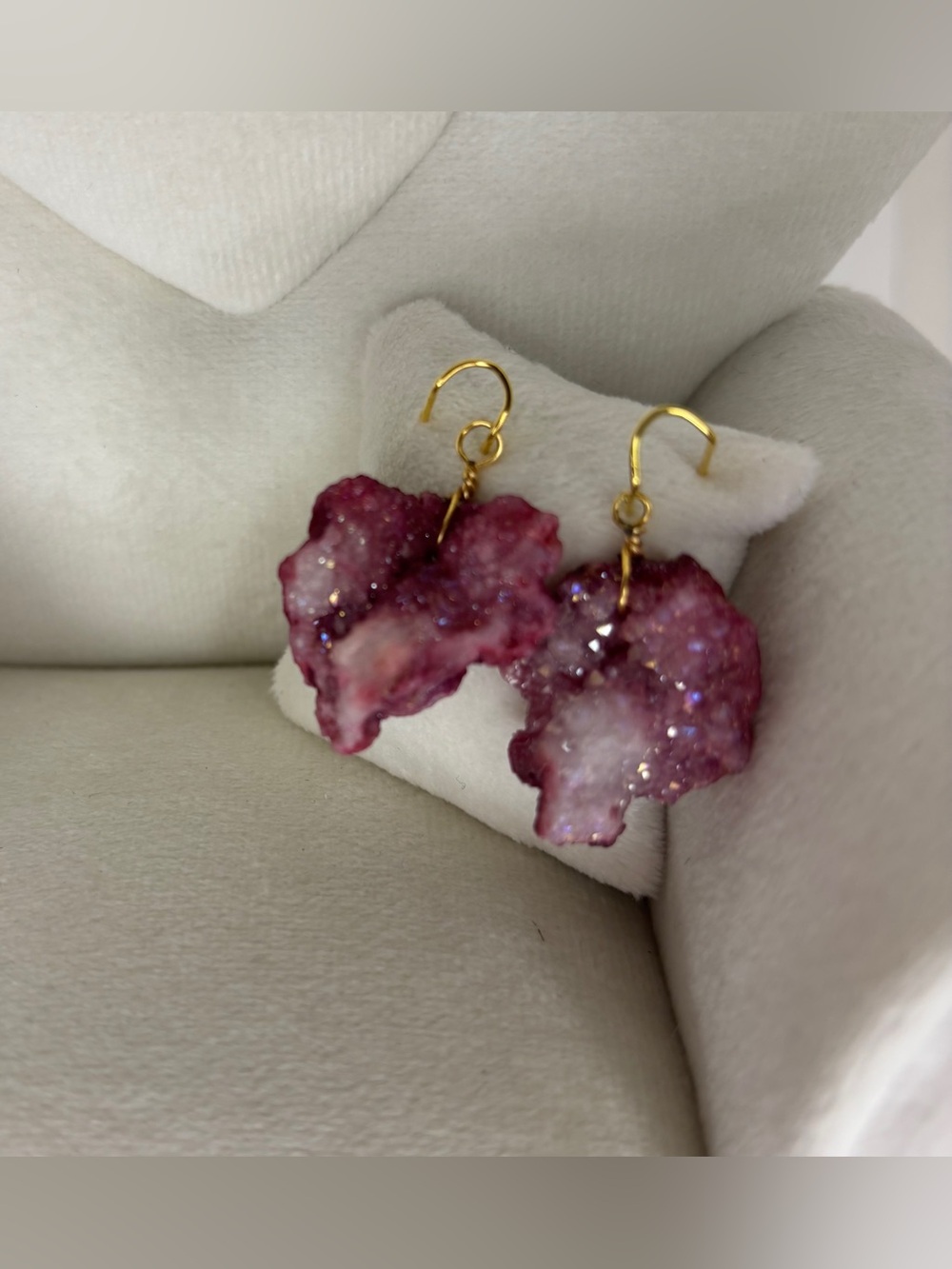 Gold Hook Pink Druzy Geodes to make Jewelry